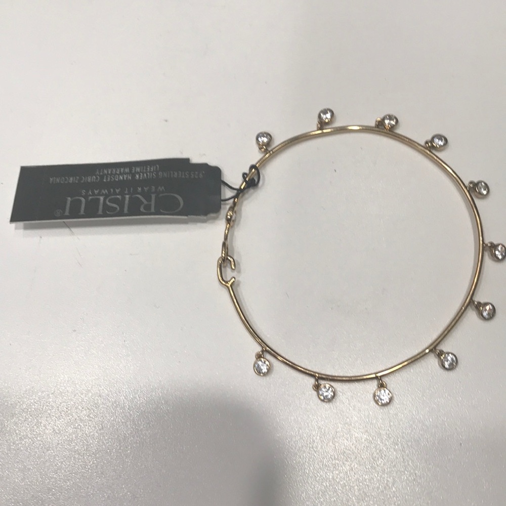 Crislu Sterling silver gold plated cz bangle - Picture 2 of 4